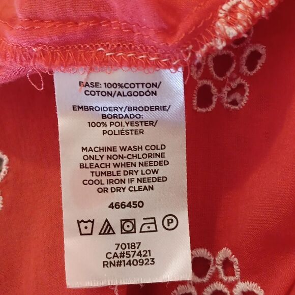 Loft Melon Eyelet Embroidery Summer Top Cottagecore Coastal Cowgirl - Picture 8 of 10